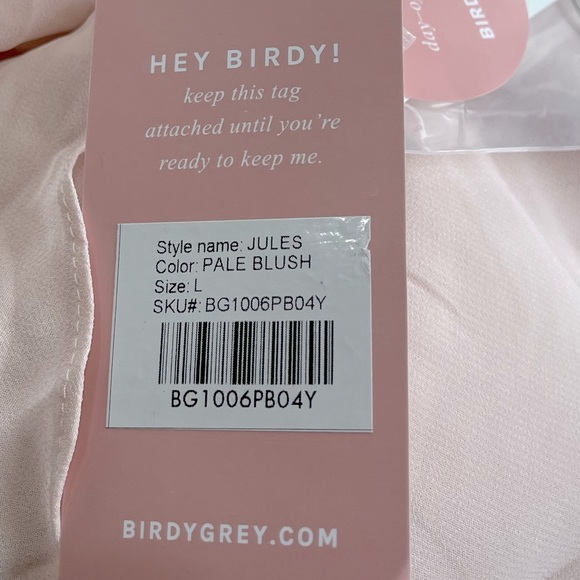NWT BIRDY GREY Dress JULES DRESS CHIFFON PALE BLUSH Large BridesmaidDress Formal - Picture 7 of 8